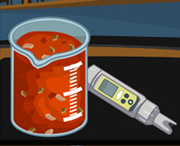 beaker of salsa testing pH level